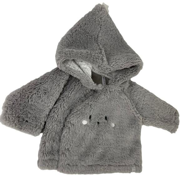 Souris Mini Faux Fur Baby Hooded Jacket with Star Charm Size 9M in Gray - Picture 5 of 15